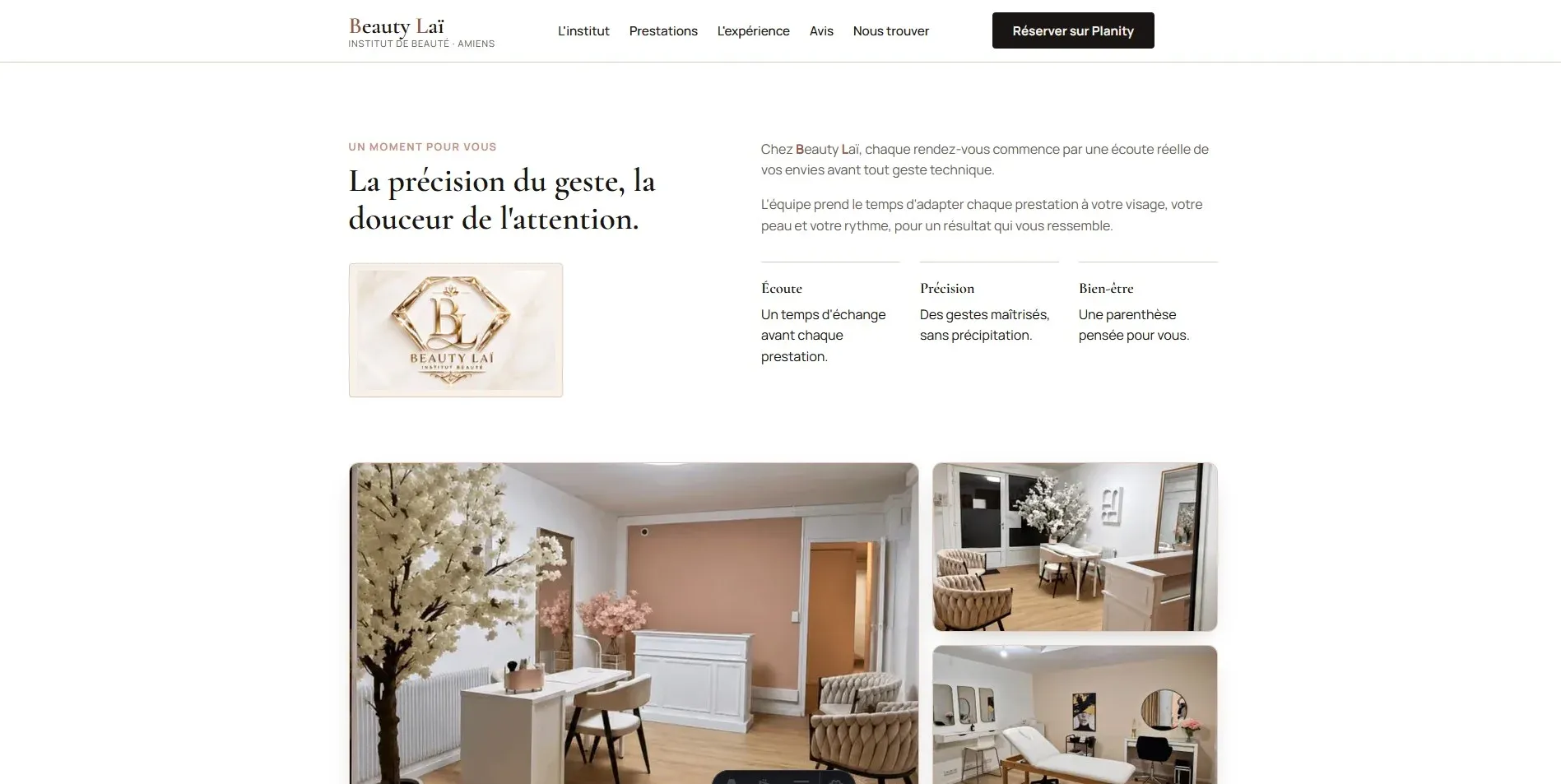 Capture de la page d'accueil de la maquette Beauty Laï